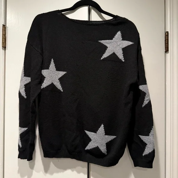 Women’s Black Star Scoop Neck Sweater - Picture 1 of 2